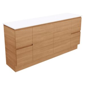 Carmen Door & Drawer 1800mm Single Bowl Floor Standing Vanity with Vanessa Poly-Marble Top