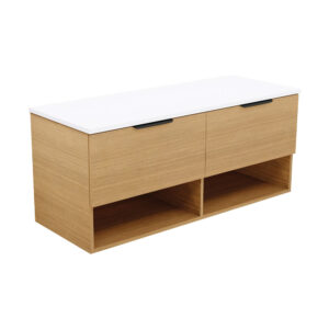 Kassi 1200mm Double Bowl Wall Hung Vanity with Concrete Top