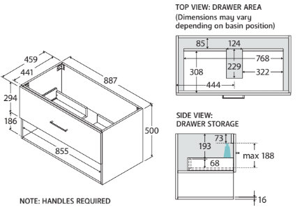 Kassi 900mm Wall-Hung Vanity with Stone Top - Image 6