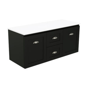 Newport Door & Drawer 1200mm Double Bowl Wall Hung Vanity with Concrete Top