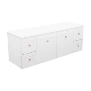 Newport Door & Drawer 1500mm Double Bowl Wall Hung Vanity with Concrete Top