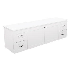Newport Door & Drawer 1800mm Double Bowl Wall Hung Vanity with Concrete Top