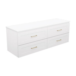 Newport All Drawer 1500mm Double Bowl Wall hung Vanity with Concrete Top