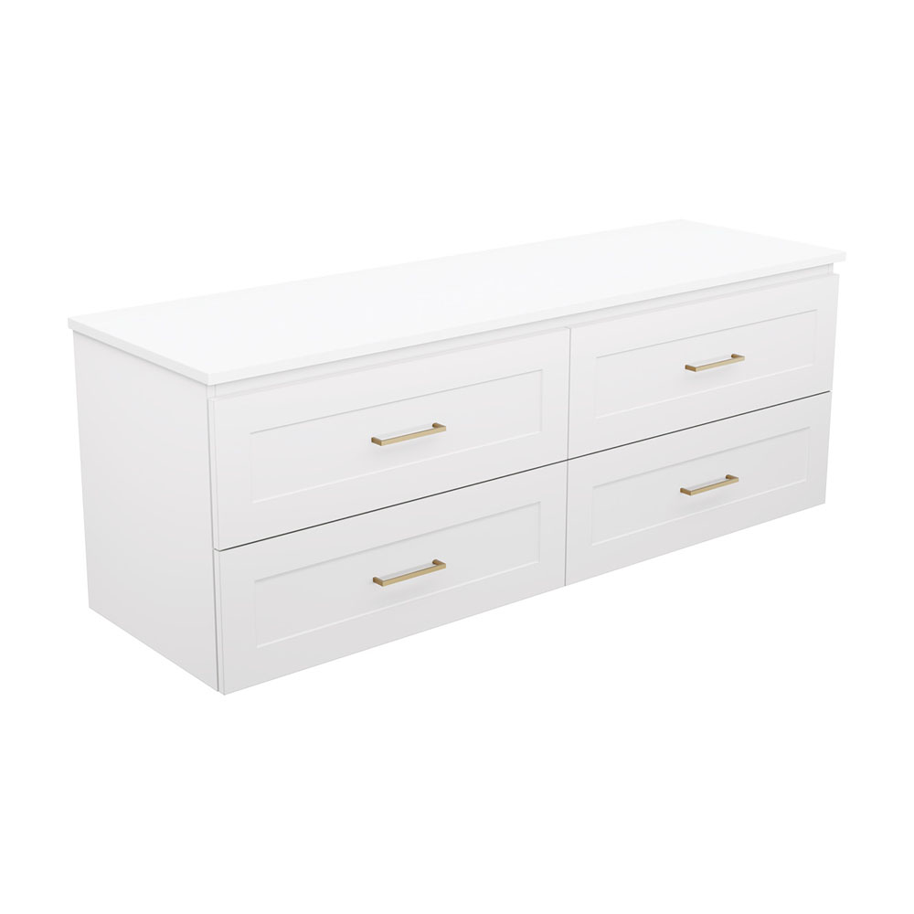 Newport All Drawer 1500mm Double Bowl Wall hung Vanity with Solid Surface Top