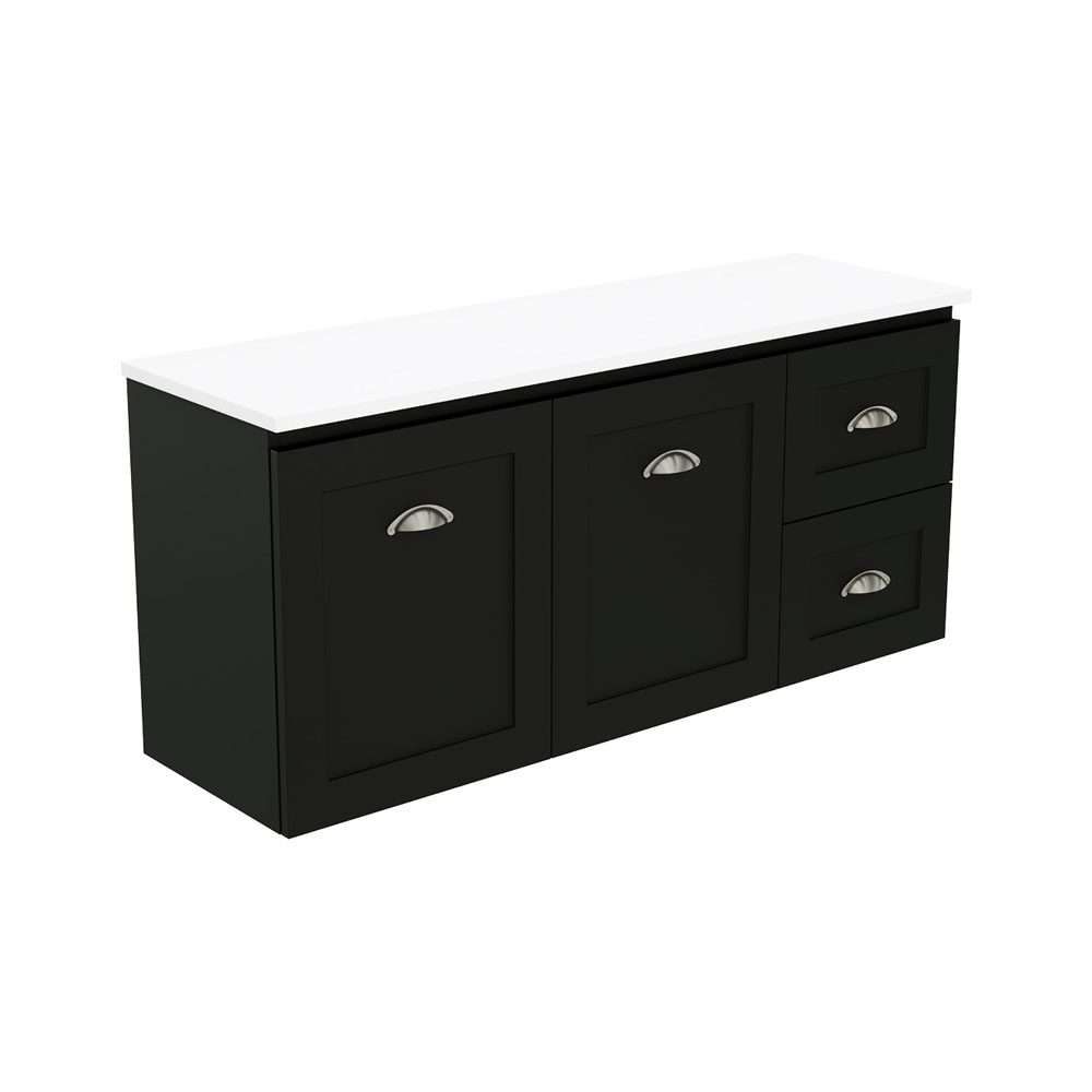 Newport Ensuite Door & Drawer 1200mm Wall Hung Vanity with Solid Surface Top
