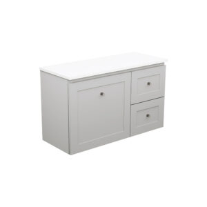Newport Ensuite Door & Drawer 900mm Wall Hung Vanity with Solid Surface Top
