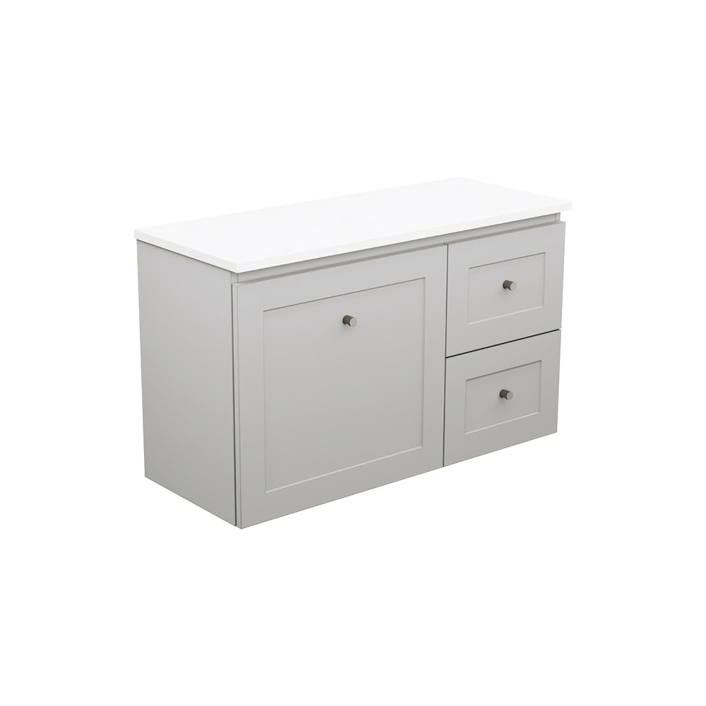 Newport Ensuite Door & Drawer 900mm Wall Hung Vanity with Solid Surface Top