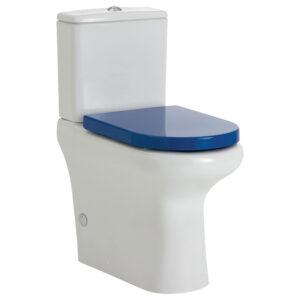 Compact Back-to-Wall Toilet Suite with Blue Seat