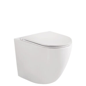 Koko Tornado Flush Gloss White Wall-Faced Toilet Suite with Slim Seat