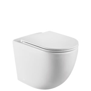 Koko Matte White Tornado Rimless Wall-Faced Toilet Suite with Slim Seat