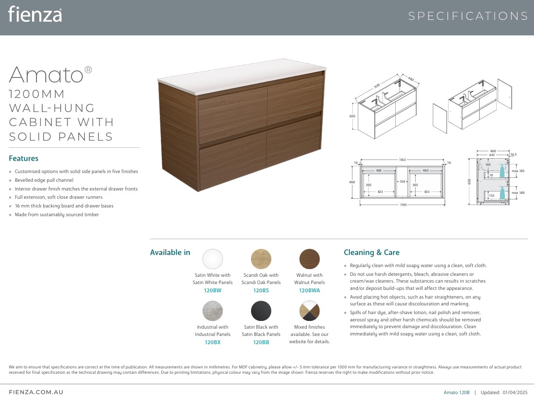 Amato Satin White 1200mm Wall-Hung Vanity with Walnut Panels and Concrete - Image 5