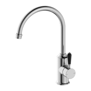 York Kitchen Mixer Gooseneck Spout with Black Porcelain Lever