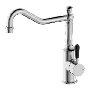 York Kitchen Mixer Hook Spout with Black Porcelain Lever