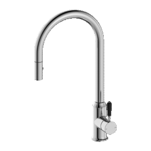 York Pull Out Sink Mixer with Black Porcelain Lever