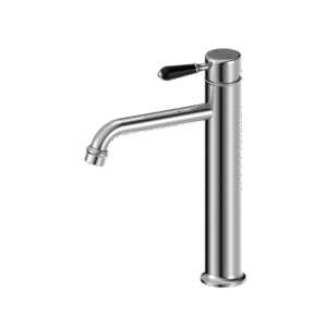 York Straight Tall Basin Mixer with Black Porcelain Lever