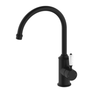 York Kitchen Mixer Gooseneck Spout with White Porcelain Lever