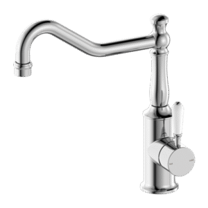 York Kitchen Mixer Hook Spout with White Porcelain Lever