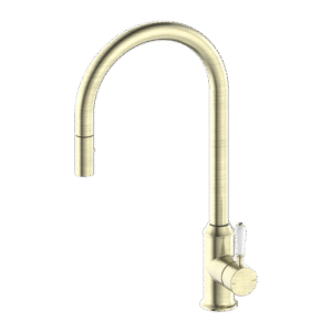 York Pull Out Sink Mixer with White Porcelain Lever