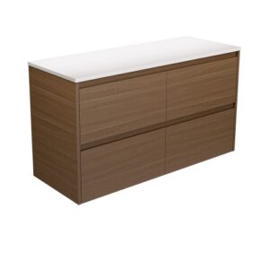 Amato Walnut 1200mm Wall-Hung Vanity with Concrete