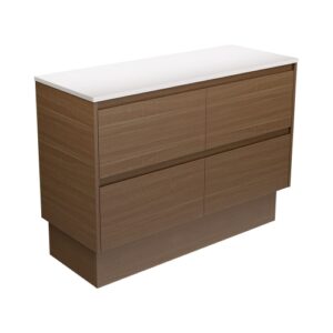 Amato Walnut 1200mm Vanity on Kickboard with Solid Surface