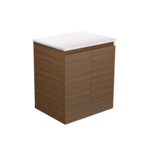 Edge Walnut 600mm Wall-Hung Vanity with Solid Surface