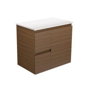 Edge Walnut 750mm Wall-Hung Vanity with Concrete Top