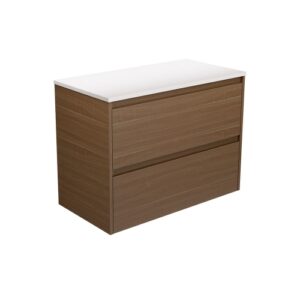 Amato Walnut 900mm Wall-Hung Vanity with Concrete