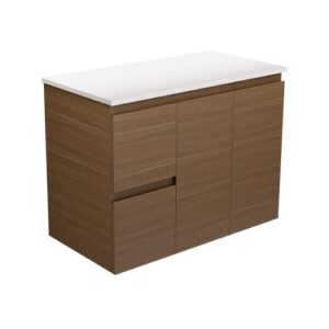 Edge Walnut 900mm Wall-Hung Vanity with Stone