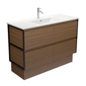 Dolce Amato Walnut 1200mm Vanity on Kickboard with Matte Black Frames