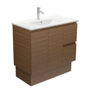Dolce Edge Walnut 900mm Vanity on Kickboard