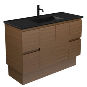 Dolce Matte Black Edge Walnut 1200mm Vanity on Kickboard