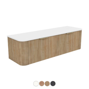 Margot Curved 1500mm Double Basin Wall Hung Vanity with Solid Surface Top