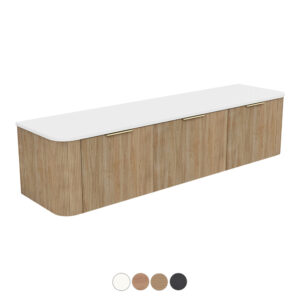 Margot Curved 1800mm Double Basin Wall Hung Vanity with Solid Surface Top