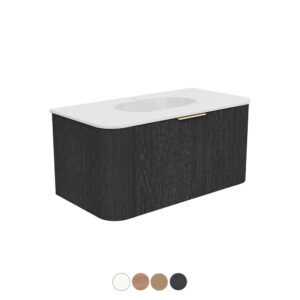 Margot Curved 900mm Wall Hung Vanity with Lola Gloss Ceramic Top