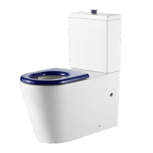 Vienna Back To Wall Care Toilet Suite With Blue Seat and Buttons