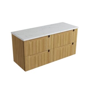 1200mm Lovina Tier Wall Hung Vanity with Stone Top and Undermount Basin