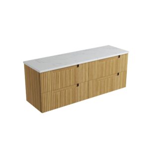 1500mm Lovina Tier Wall Hung Vanity with Double Basin Ceramic Top