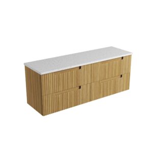 1500mm Lovina Tier Wall Hung Vanity with Stone Top and Double Undermount Basin