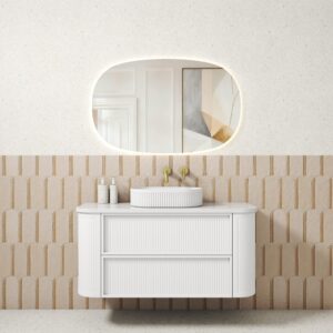 1200mm Ramee Curved Wall Hung Vanity with Stone Top