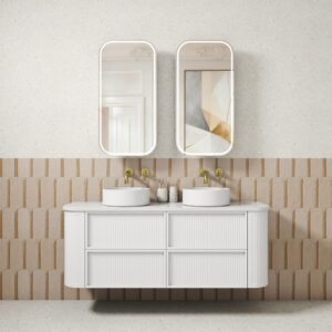1500mm Ramee Curved Wall Hung Vanity with Stone Top