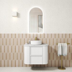 750mm Ramee Curved Wall Hung Vanity with Stone Top