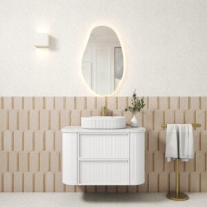 900mm Ramee Curved Wall Hung Vanity with Stone Top
