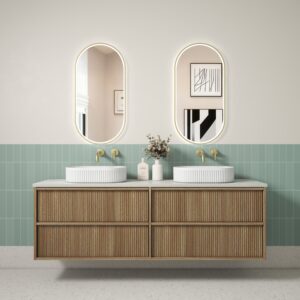 1800mm Venetta Fluted Framed Wall Hung Vanity with Stone Top