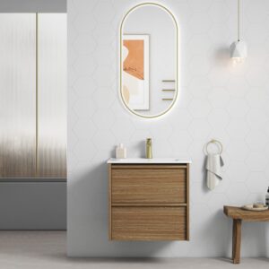 600mm Venetta Framed Wall Hung Vanity with Ceramic Top