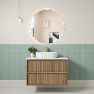 900mm Venetta Fluted Framed Wall Hung Vanity with Stone Top