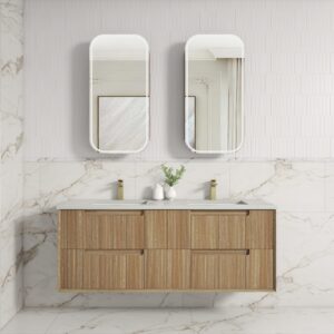 1500mm Voulari Framed Wall Hung Vanity with Double Basin Ceramic Top