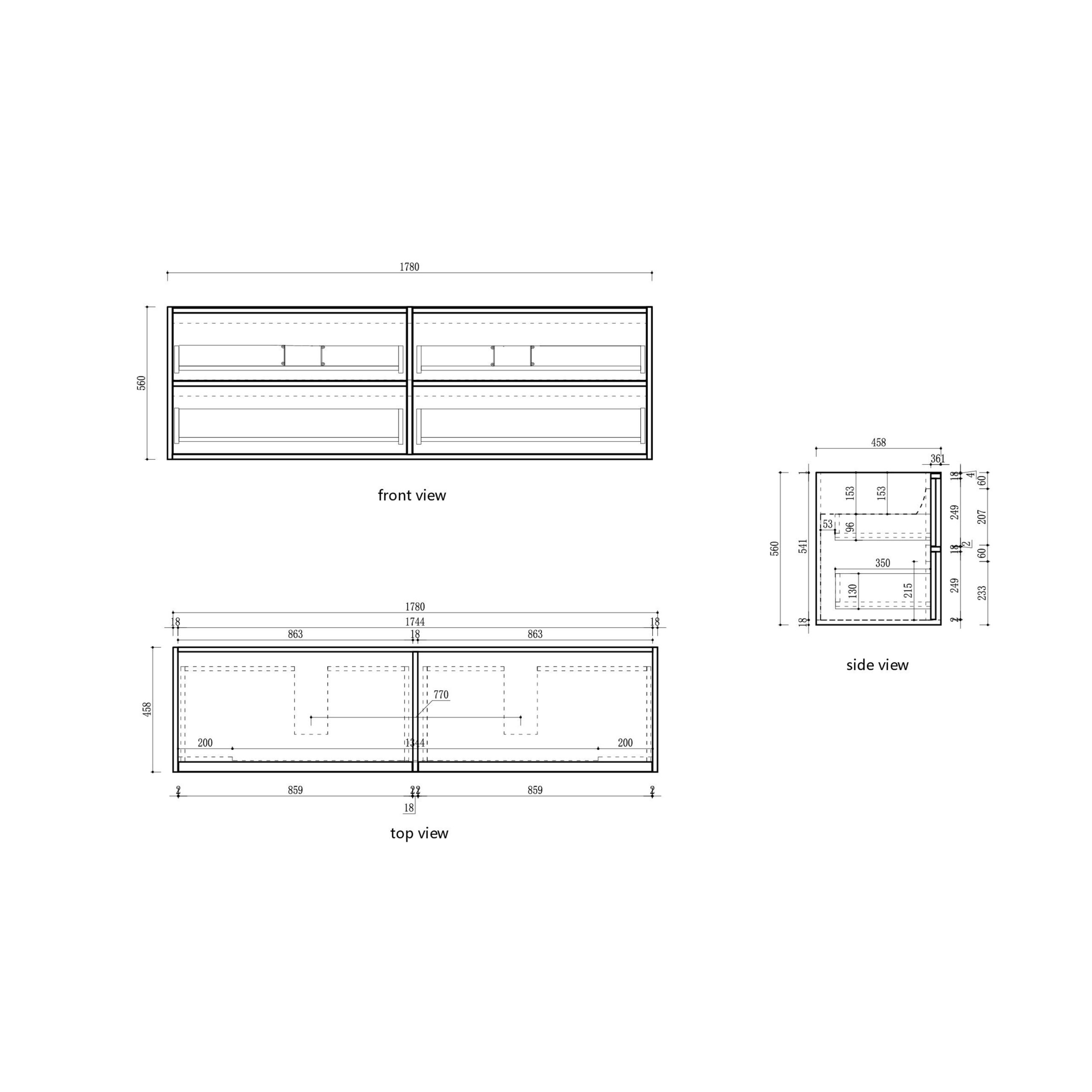 1800mm Venetta Fluted Framed Wall Hung Vanity with Stone Top - Image 6