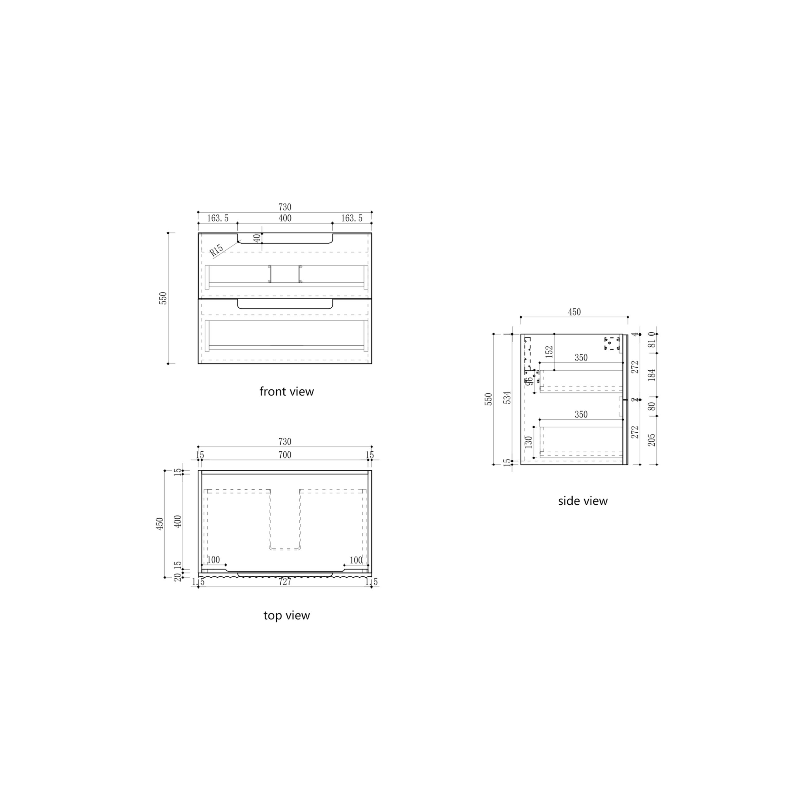 750mm Lovina Tier Wall Hung Vanity with Stone Top - Image 4