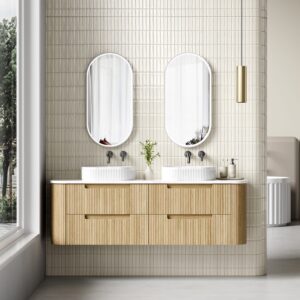 1800mm Varcelli Tier Wall Hung Vanity with Double Basin Stone Top