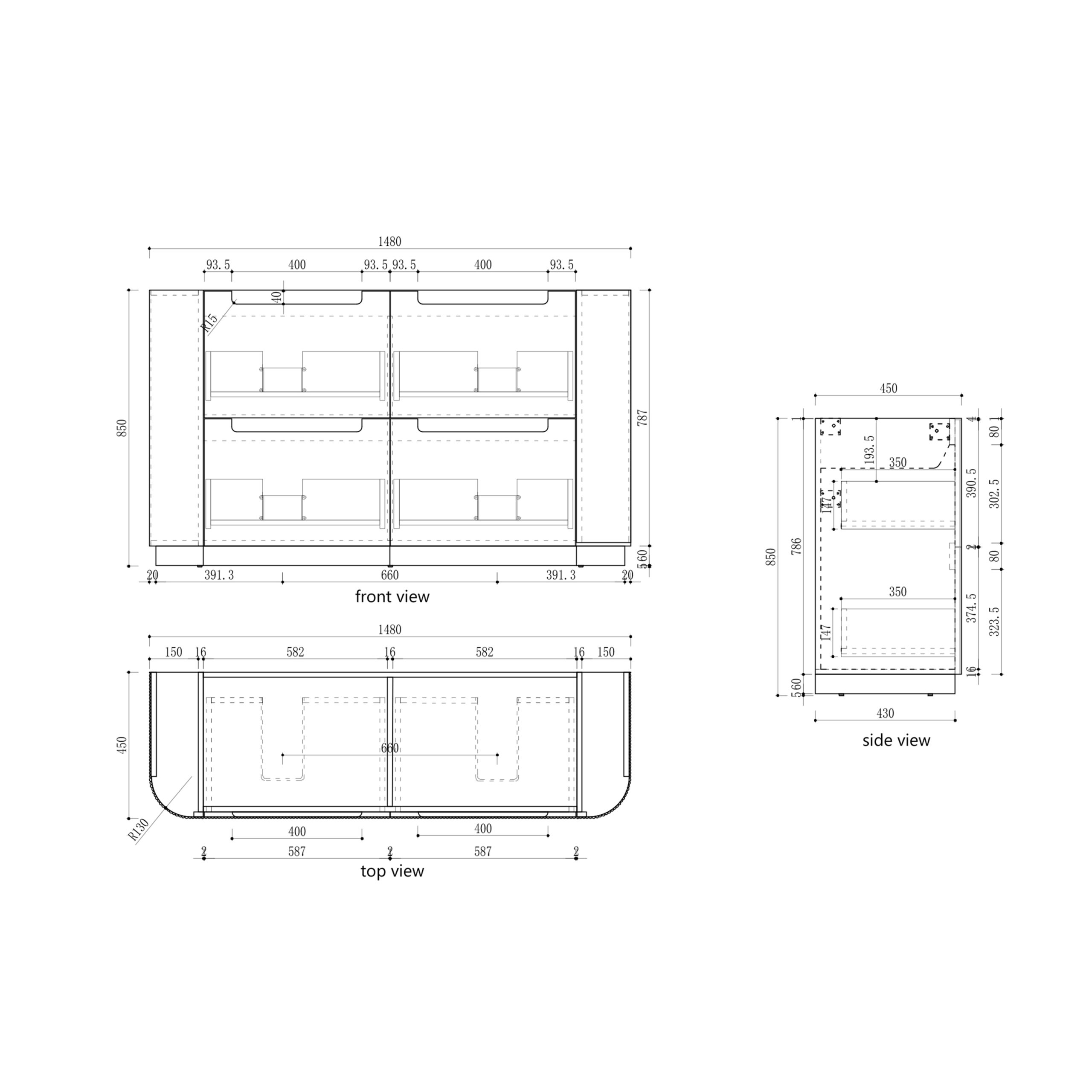 1500mm Varcelli Floor Standing Vanity with Stone Top - Image 5